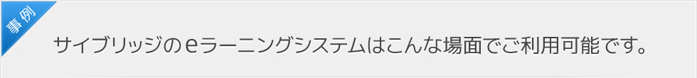 サイブリッジのeラーニングシステムはこんな場面でご利用可能です。